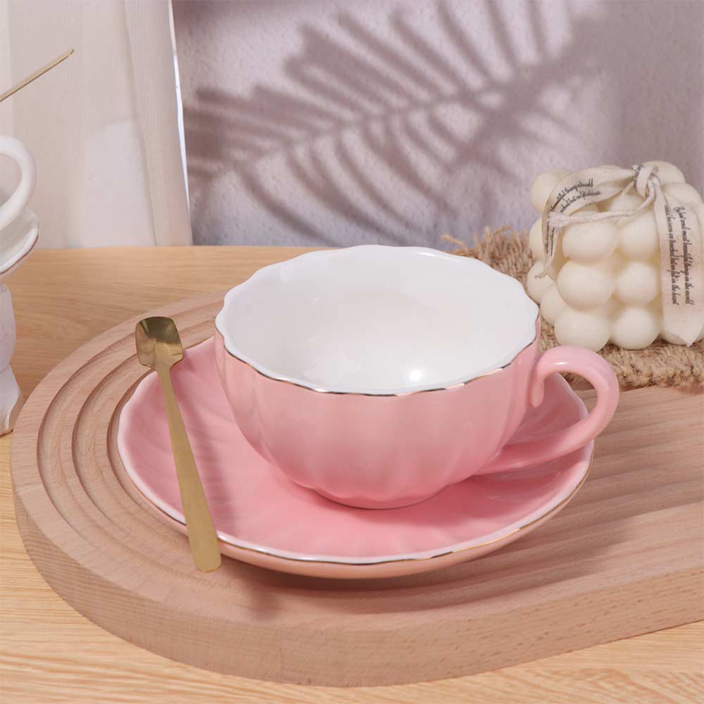 Ceramic Pumpkin Coffee Cup Gold Trim Afternoon Tea Set Couple Cups Tea Cups Wedding