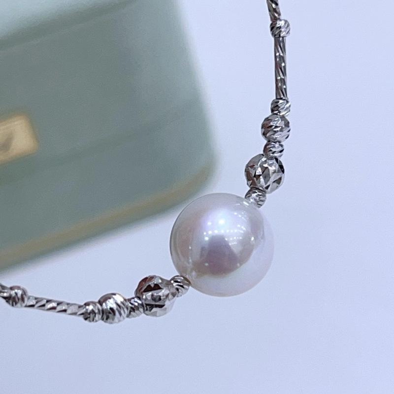 Zhuji Freshwater Pearl Pineapple Ball Bracelet in 9-10mm S925 Sterling Silver, Adjustable High-End Jewelry