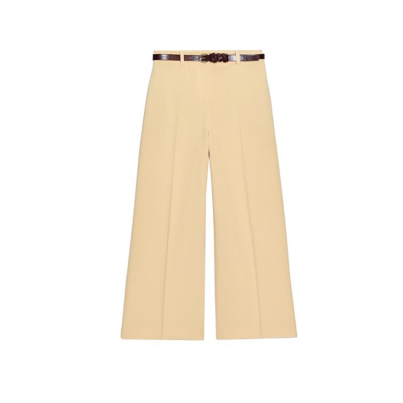 Fall New Women's Clothing Commute Leisure Fashion High Waist Pocket Decoration Belt Wide Leg Pants 8717344