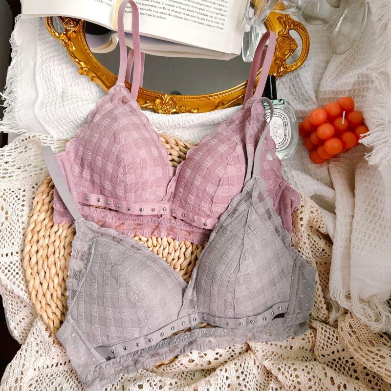 One-piece underwear triangle cup sexy gathering lace bra bra beautiful back chest pad