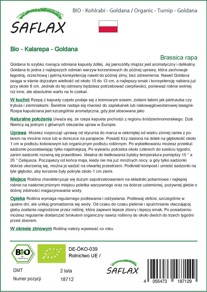 SAFLAX Bio - Rübe - Goldana - 500 Samen - Mit Blumenerde für eine bessere Kultivierung - Brassica rapa