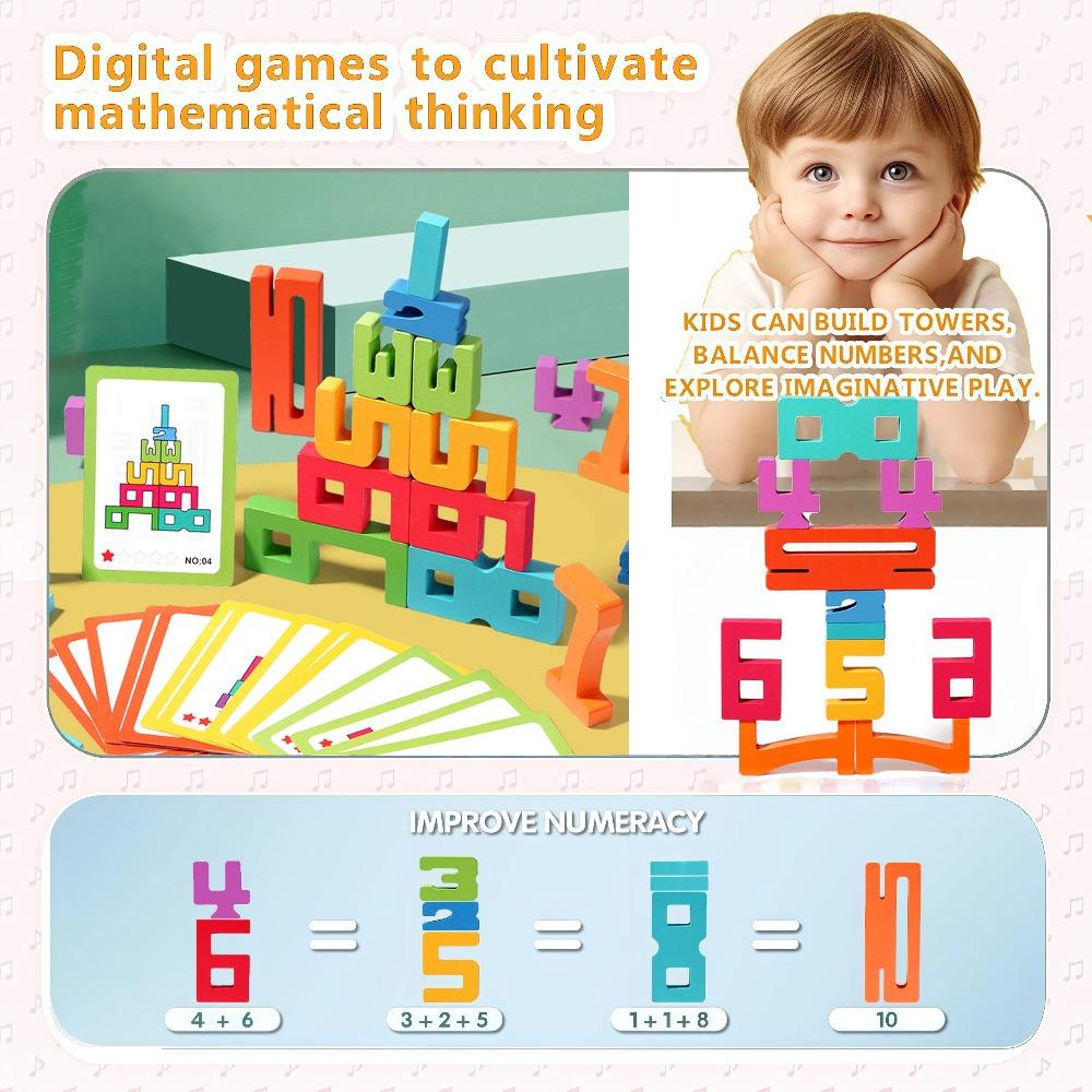 Wooden Digital Building Blocks Creative Puzzle Stacking Toys Montessori Educational Toys for Kids Preschool Learning Activities
