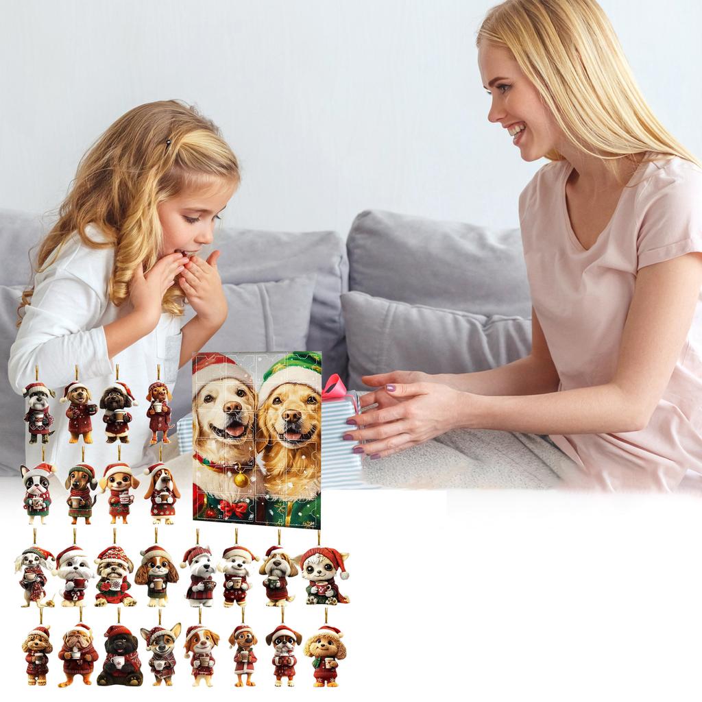 2D Labrador Advent Countdown Box Christmas Tree Decoration Acrylic Pendant Independent Station