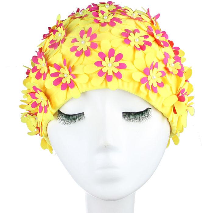 

Женская трехмерная шапочка для плавания с цветами, цветы ручной работы, для длинных и коротких волос, удобная, дышащая, лепестки, женская тканевая шапочка для плавания