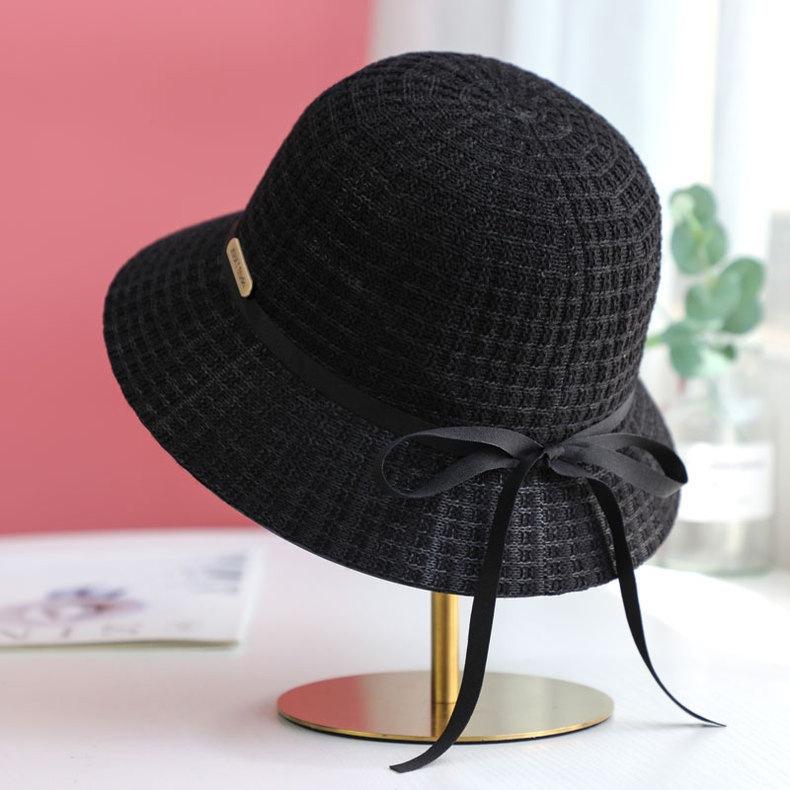

Versatile Style Hat Straw Woven Minimalist Solid Color Womens Retro Hats Sunshade чорний