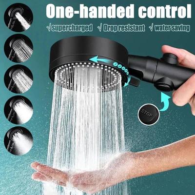 Duschkopf mit 5 Modi, verstellbarer Hochdruck-Wassersparduschkopf, Wassermassage-Duschkopf für Badezimmerzubehör