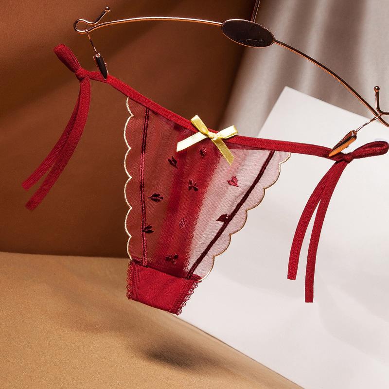 

1 шт., нижнее белье, трусики-стринги с завязками, трусики, кружевные регулируемые женские трусы-стринги, нижнее белье