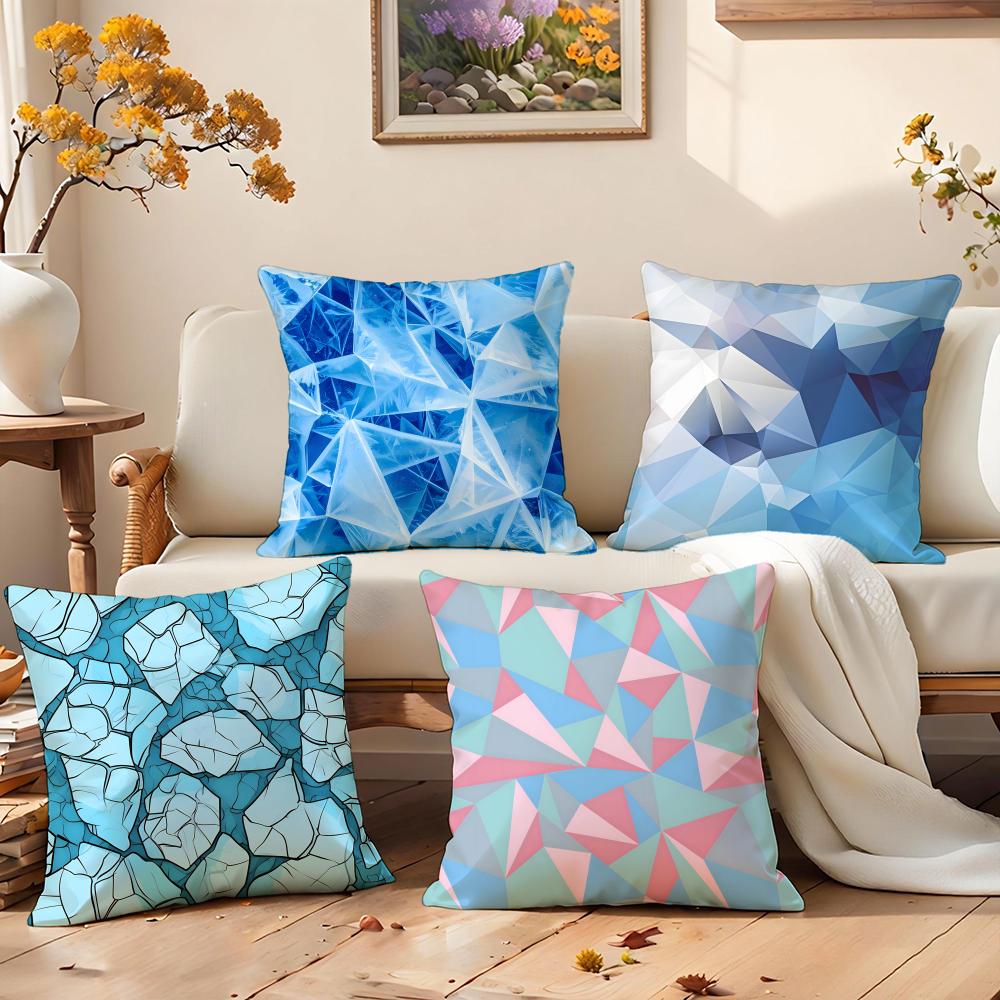 Unique Cracked Ice Pattern Style Cushion Cover Premium Comfort Reversible Pillow Cove In One Design for Any Room Car Interior
