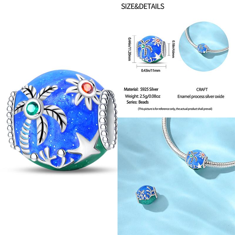 Copper Alarm Clock Starry Sky Pendant Heart-Shaped Charms Beaded Fit Original Bracelet Jewelry Women Diy