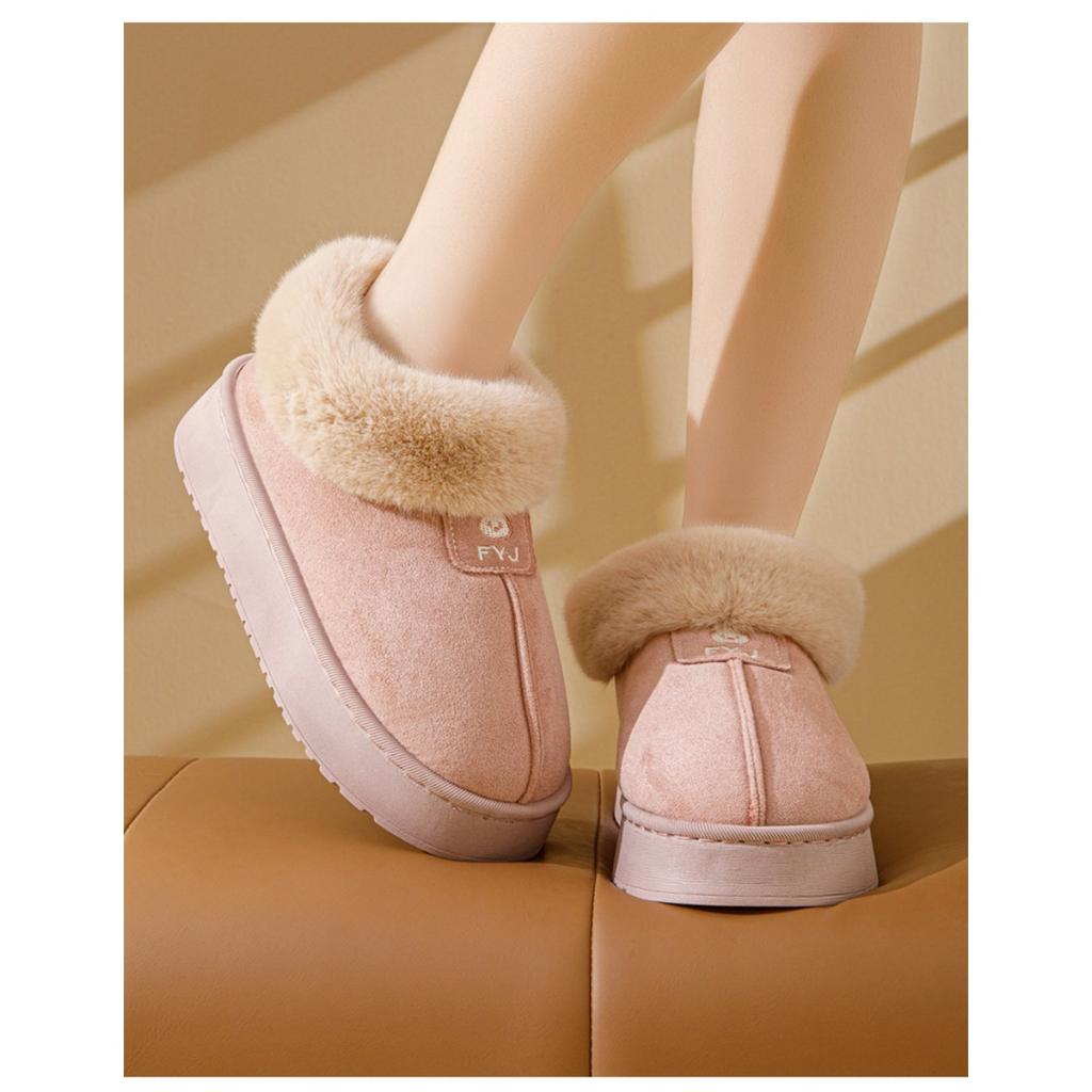 Cotton Slippers, Autumn and Winter Women's Home Bag, Postpartum Thick Soled Warm Couple with Fleece, Outdoor Snow Boots for Men