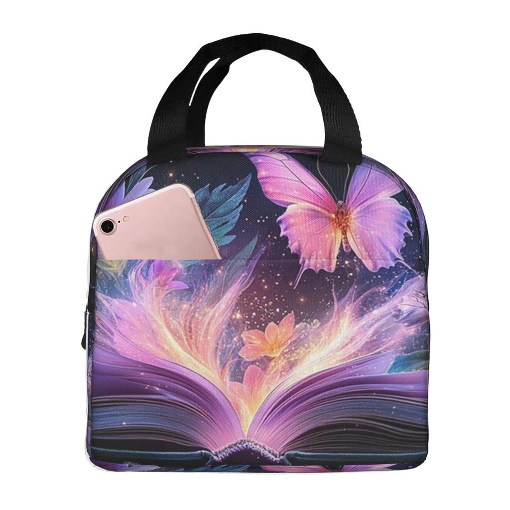A Fluorescent Butterfly On The Book Of Life Insulated Lunch Bag for Women Children Portable Food Boxes Thermal Lunch Box Tote