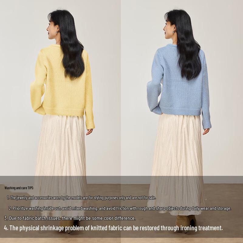 VICTORIA&VERA Women's Embroidered Wool Blend Knit Sweater