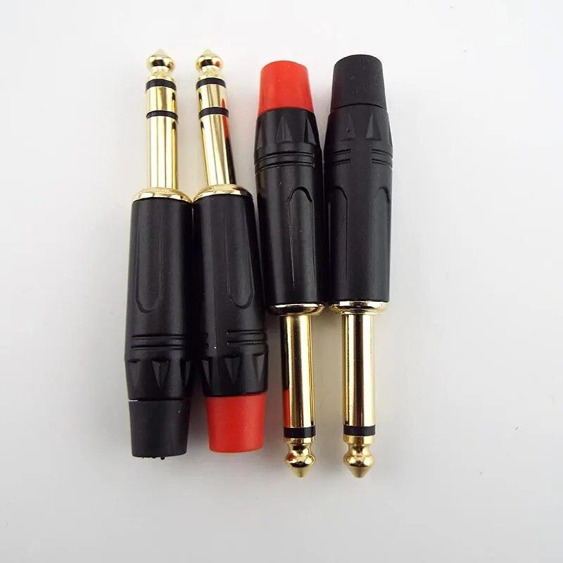 2/3 Pole Audio Mono Stereo Jack 6.35mm 6.5mm Male Connector Gold-Plated 1/4 Inch Plug Microphone Cable
