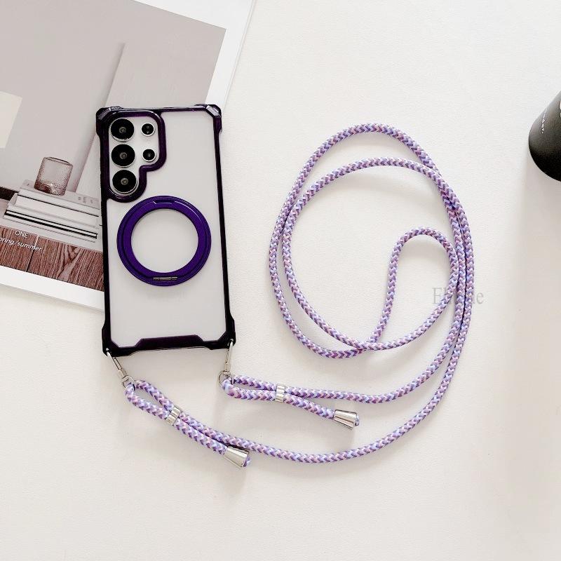 

Magnetic Case For Samsung Galaxy A56 A36 A16 A55 A35 A15 S24 Plus S25 Ultra for Magsafe Rotation Crossbody Lanyard Strap Cover Galaxy S25