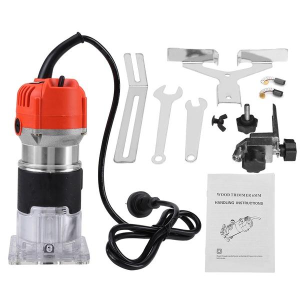 110V/220V 30000RPM 650W Electric Wood Trimmer Tool Hand Trimmer Wood Machine Router Tool Set For Woodworking Engraving Slotting Trimming Carving