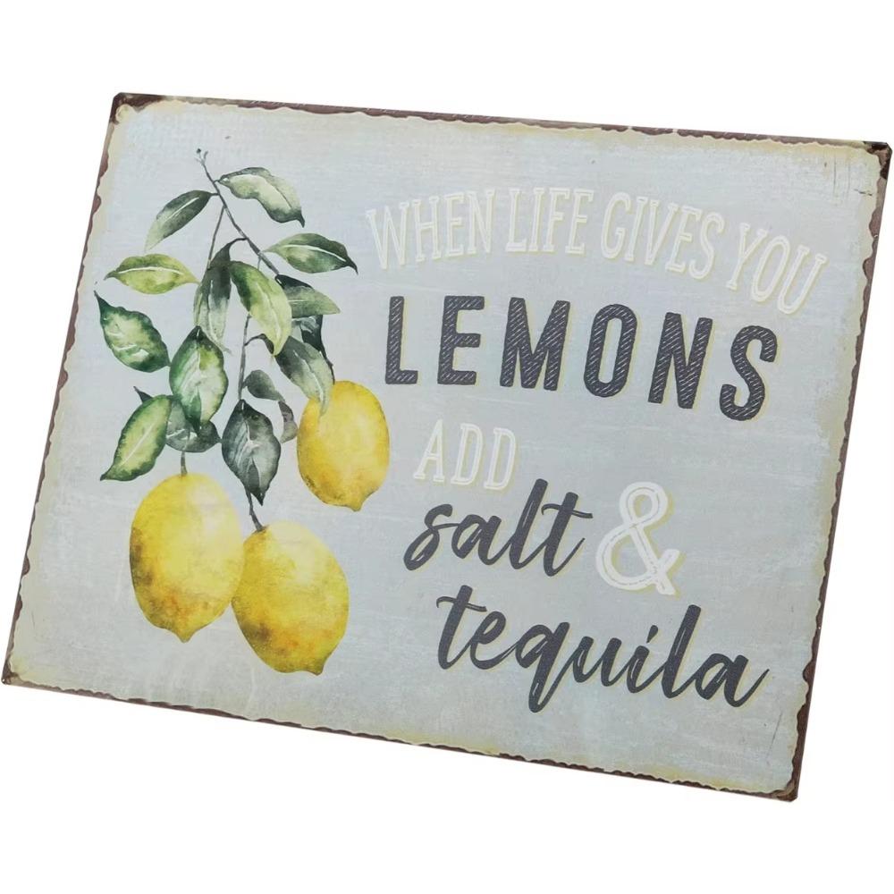 Rolig Retro Vintage Skylt Lantlig Heminredning Citrontema Väggkonst Perfekt för Kök Bar Matsal Unik Humor Dekorationsföremål