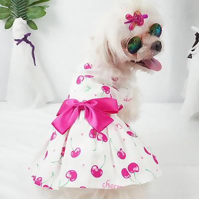 New Summer French Bulldog Pet Clothes Bow Tie Floral Skirt Dog Skirt Cat Dog Clothes