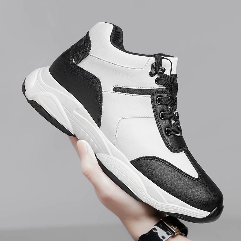Men Casual Leather Elevator Shoes Hidden Heels Sports Heightening Shoes For Man Increase Insole 6CM Height Shoes Lift Sneakers