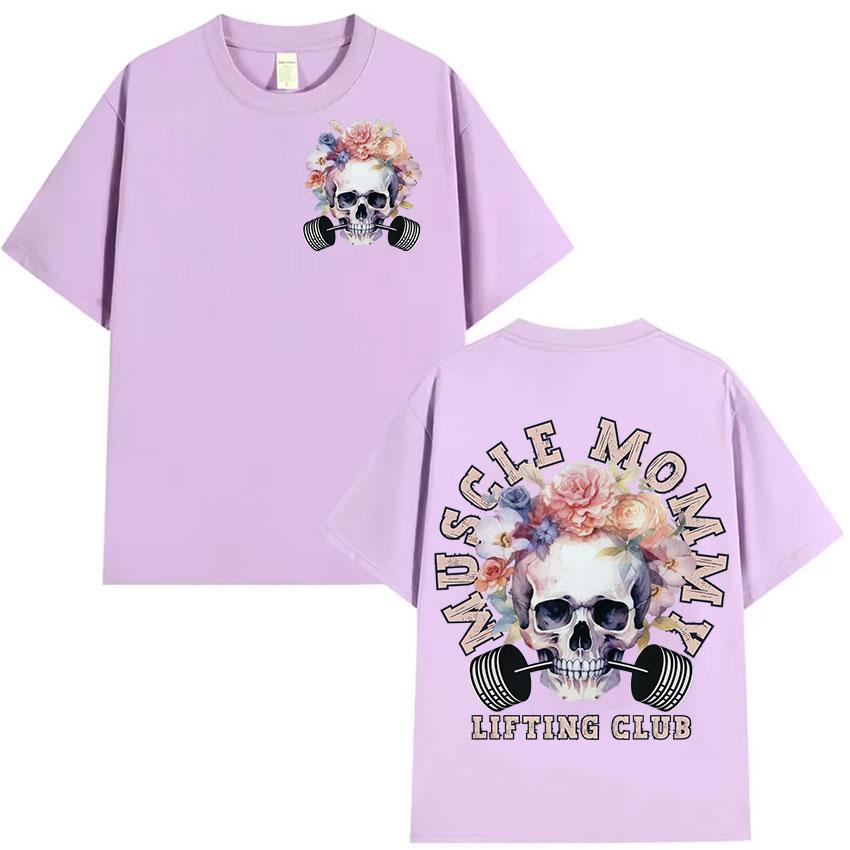 Muscle Mommy Lifting Club Aesthetic T Shirt Men Women Harajuku Vintage Fashion T-shirts 100% Cotton Oversized T-shirt Streetwear
