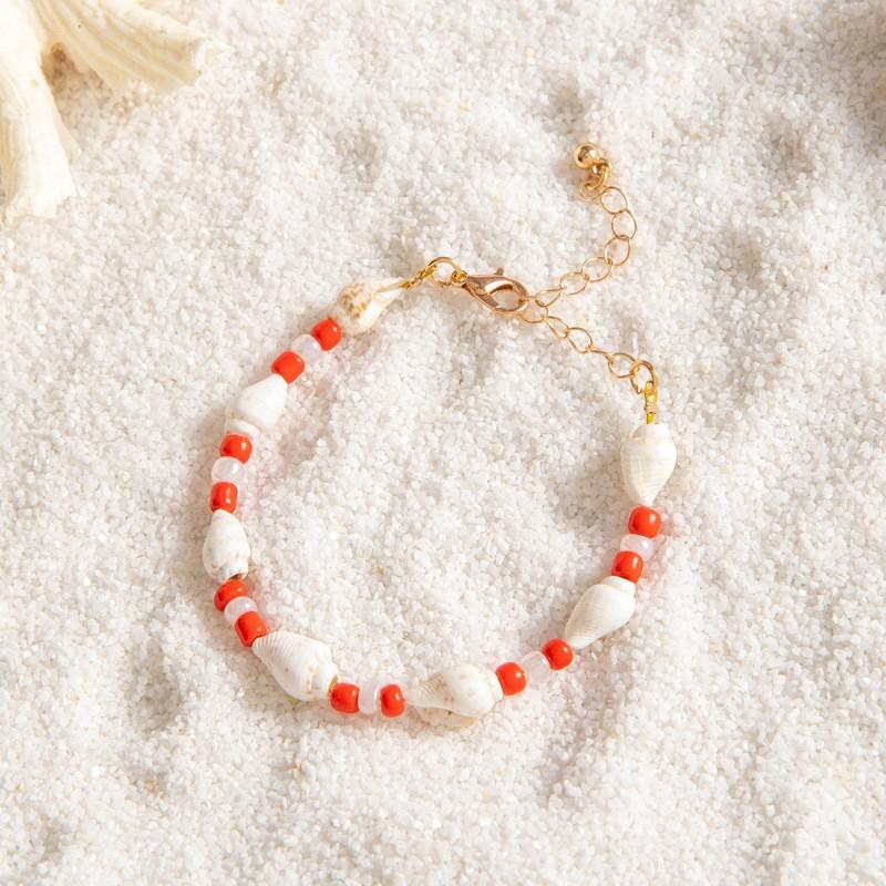 Bohemian Starfish Turtle Elastic Bracelet, Summer Vacation Wind Shell Adjustable Hand Rope Jewelry for Women