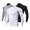 Top sport bărbați 3D slim fit cu elasticitate ridicată guler cu uscare rapidă mâneci lungi slim fit compresie modelare gimnastică alergare baschet tricou