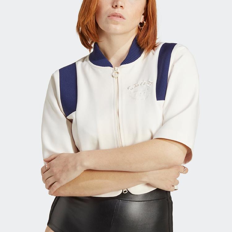 Adidas Originals Trefoil Blue Version Crop Track Jacket Women Tops Pink White IB5793