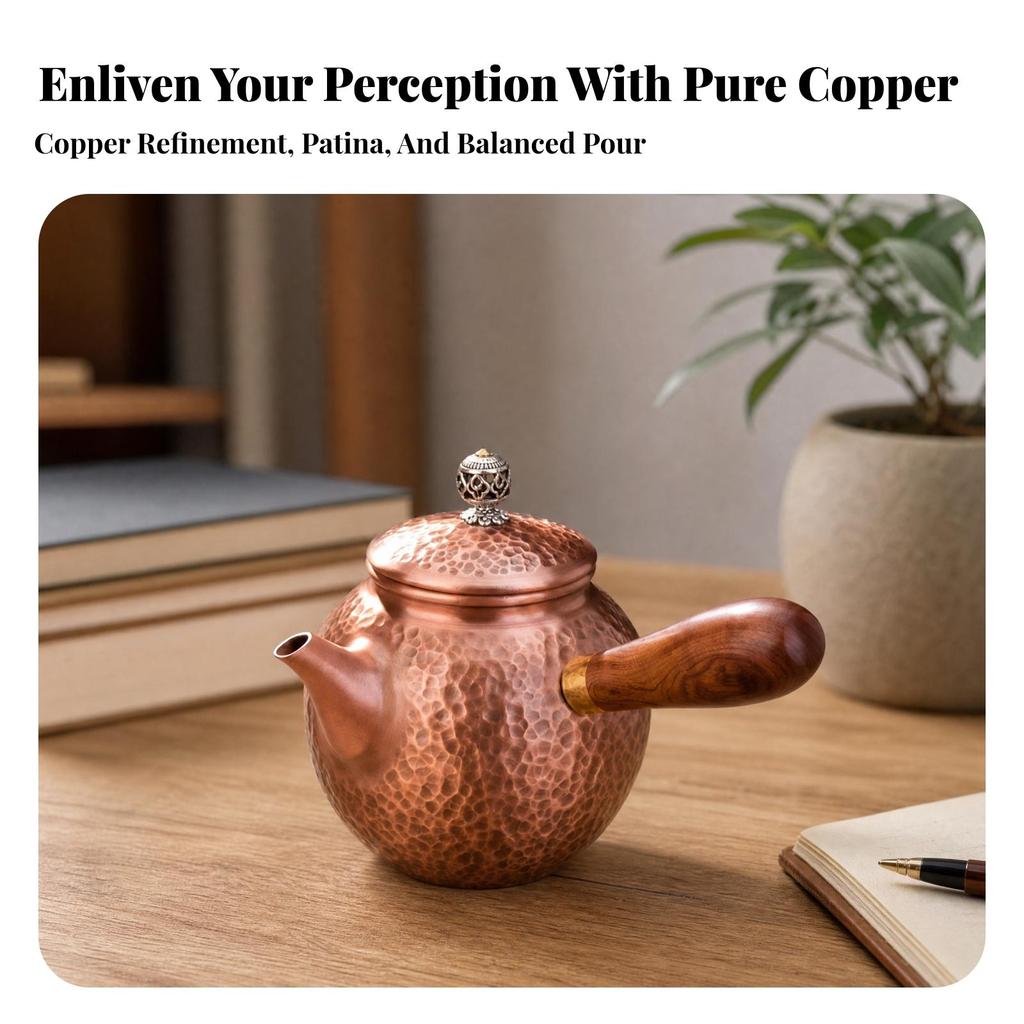 Tea Brewing Pot 1600 Ml Hammered Copper Teapot Handmade-styleStyle
