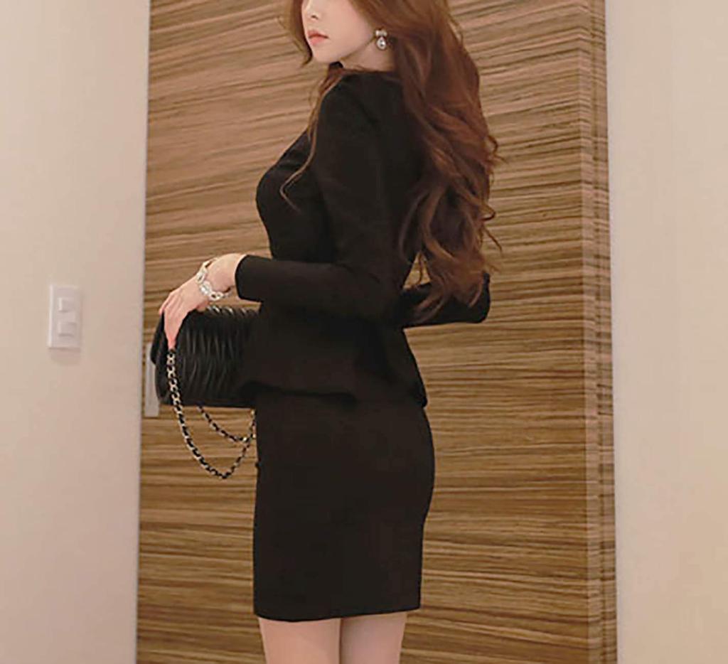 Long Sleeve Mini Black Tight Mini Bodycon Mini Beautiful Black Stylish Mature Mini Skirt Cabaret Slim Korean Korean Cabaret XXL [RODRY MICHE] No.8