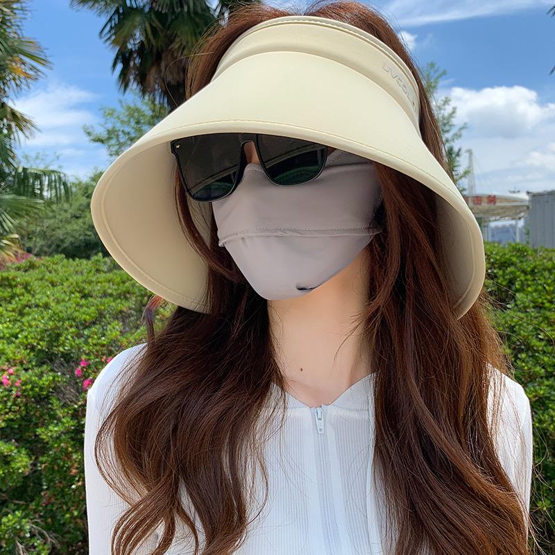 Summer Big Brim Sun Protection Hat Women's Anti-purple Line Empty Top Sun Hat Cycling Face Cover Sun Hat