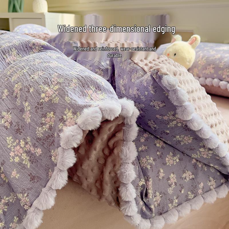 Thickened Bean Velvet Duvet Cover, Double-Sided Milk Velvet, for Autumn/Winter Warmth, Ideal for Student Dormitories