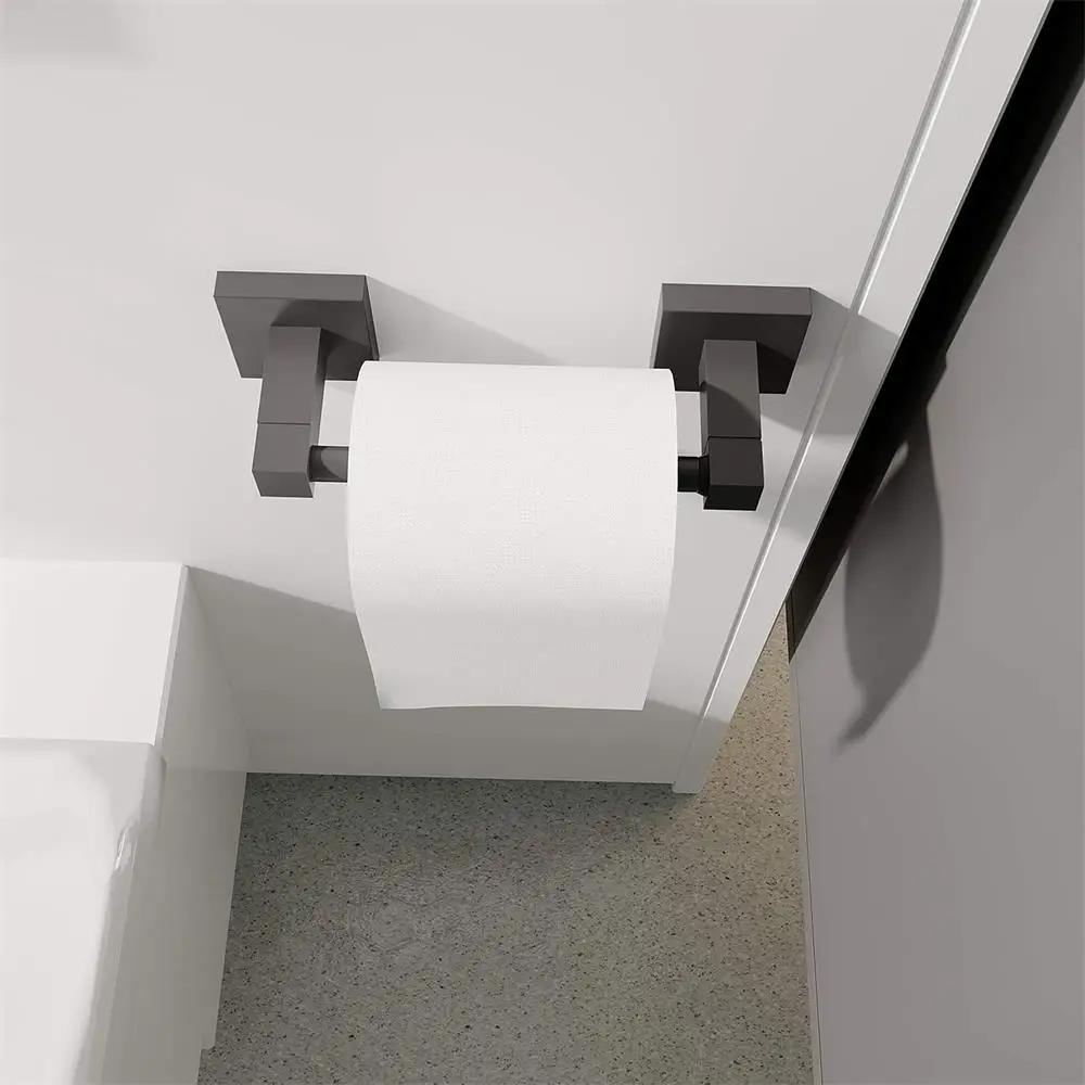 Bathroom accessories 304 stainless steel toilet paper holder Square paper rack wall mounted Movable tissue holder Towel Bar