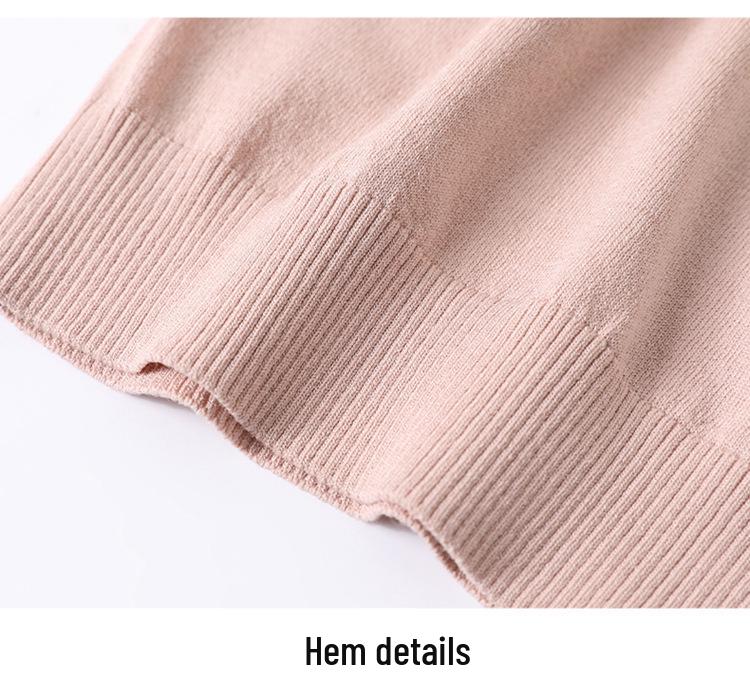 Spring Gauze Sleeve Knit Top for Middle-Aged Women