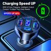 66W 4 Port USB Car Charger Adapter with LED Voltage Display Fast Charging for 12-24V Vehicles