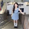 French Blue and White Plaid Lace-up Vest Dress Women's Summer New Temperament Casual Versatile Sleeveless Short Skirt