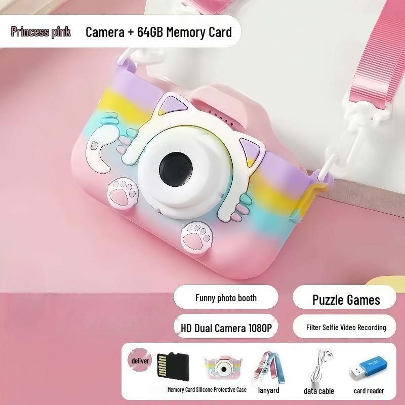 Rainbow Digital Camera for Kids: Girl's Photo-Taking Birthday Gift - X2-MCM