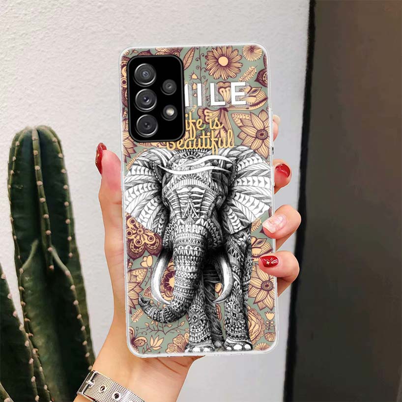 Elephant Mandala Aztec For Samsung Galaxy A16 A15 A14 A13 A56 A55 A54 A53 Phone Case A36 A35 A34 A33 A26 A25 A24 A23 A05S A04S A