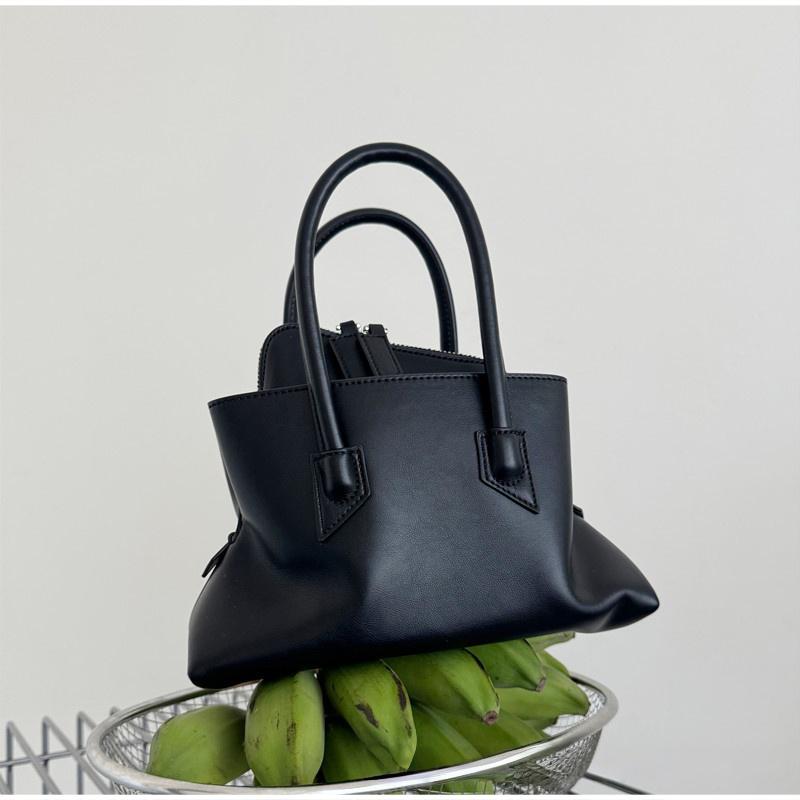

Minimalist Irregular Handbag With Multiple Pockets Smooth Leather Texture Women Versatile Crossbody Or Tote Use Commute Mini Bag чёрный