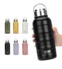TYESO Vacuum Insulated Sports Water Stainless Wide with Liter Bottle, Steel, Double-Walled, Mouth, Handle, 0.75/1 (750ml, Black)