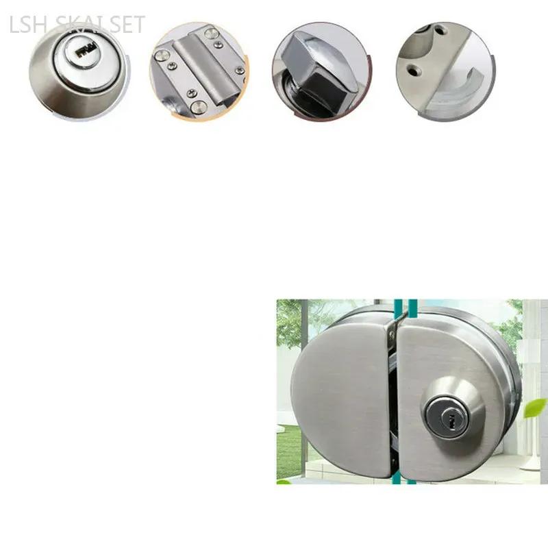 304 Stainless Steel Glass Door Lock Frameless Glass Floor Lock Latch Store Security Door Locks Office Door Accessories