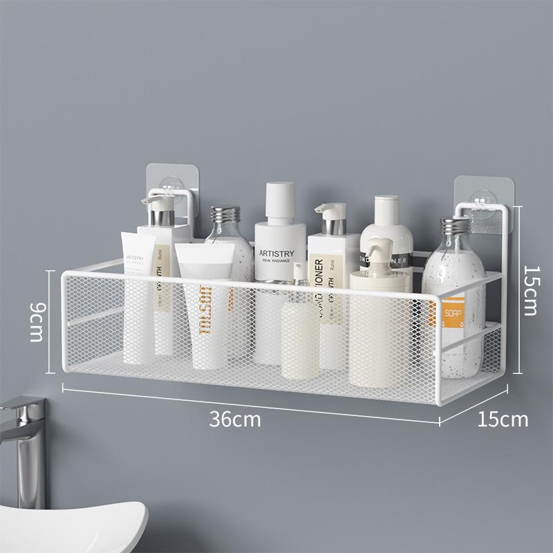 Wall-Mounted Bathroom Shelf Punch-Free Shower Shampoo Shelf Toilet Accessories Storage Shelf Kitchen Condiment Storage Basket