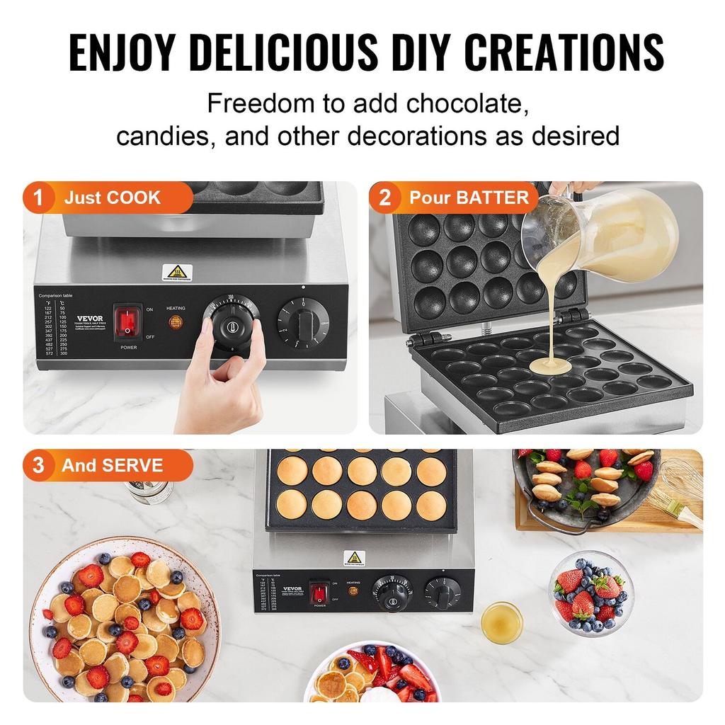 25PCS 43mm Mini Dutch Pancake Maker Commercial Dorayaki Baker 1700W