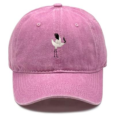 1 Psc Red-crowned Crane Print Adjustable Baseball Cap Dad Hat Simple Solid Color Snapback Sun Hat Ideal Choice For Urban Style