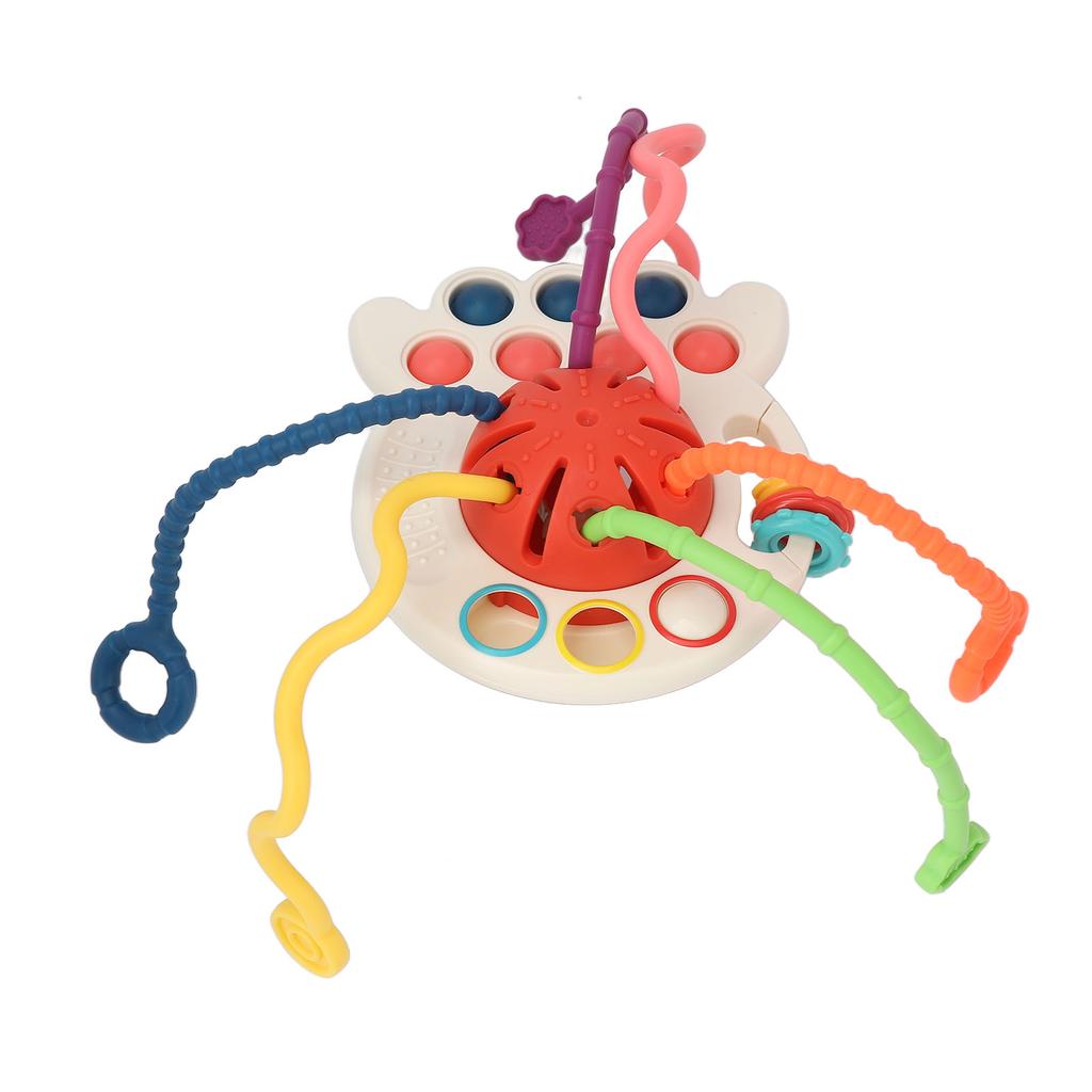 Pull String Teething Toy Portable Colorful Fine Motor Skills Development Baby Sensory Toy for Home