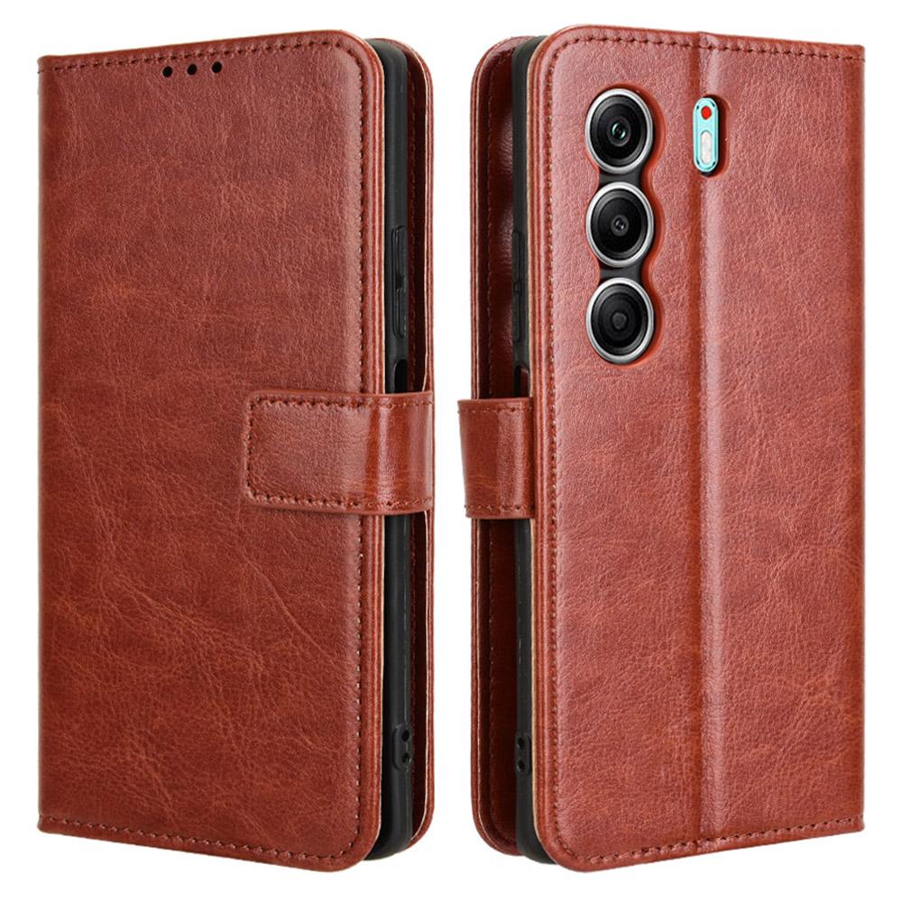 Für TECNO Camon 40 4G CM5 Hülle Crazy Horse Textur PU Leder Handy Brieftaschenhülle