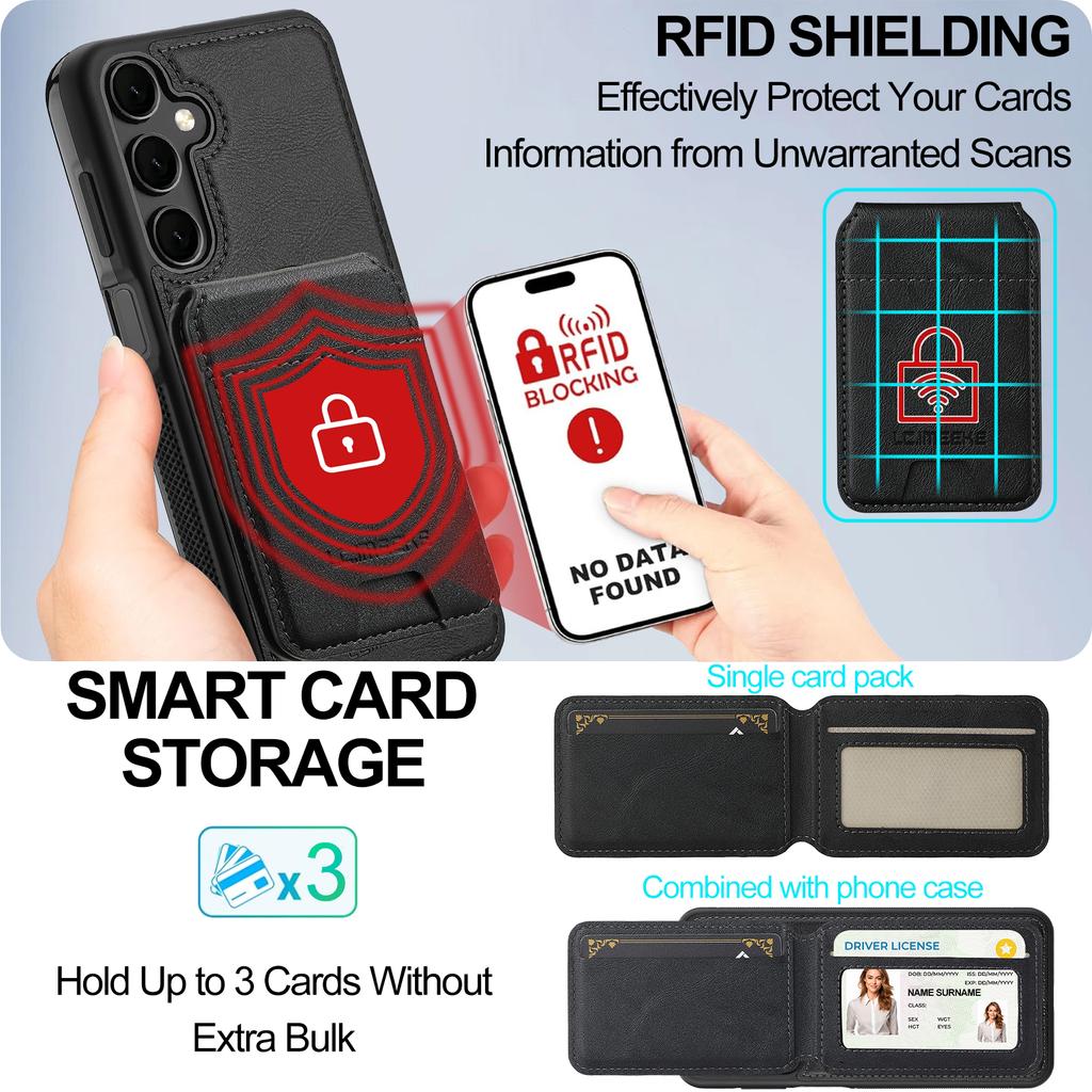 For Samsung Galaxy S24+ Magnetic Case Detachable Card Holder Leather+TPU Mobile Cover