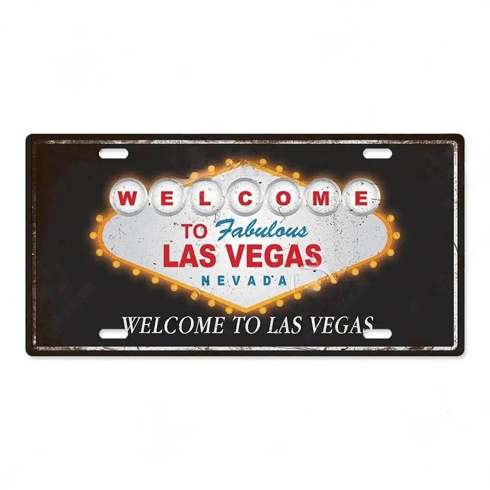 Vintage Las Vegas Metal Tiin Signs Decor Licenses Metal Plate Plaque Wall Decor for Living Room Club