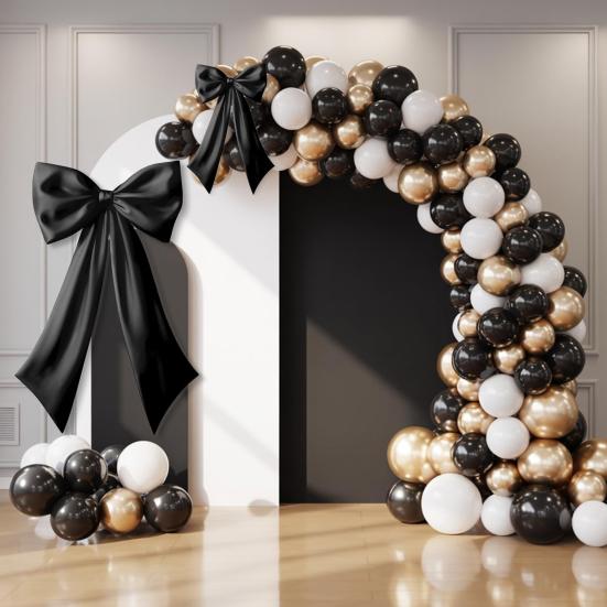 2 Pcs Bow Decor Large And Small Satin Bow Ribbon Tie Room Backdrop Wall Decor for Bachelorette Baby Shower Bridal Shower Birthday Decoration