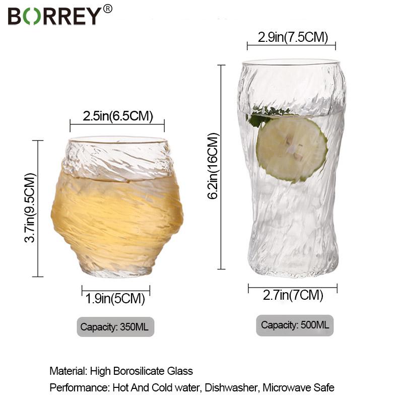 BORREY 500ML Hammer Pattern Glass Coffee Tea Cup Cold Drink Mug Milk Beer Fruit Juice And Wine Glasses Whiskey Vodka Tumbler Cup