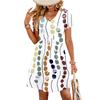 Modisches Damenkleid mit Print, V-Ausschnitt, kurzärmelig, locker, lässig, für den Strandurlaub
