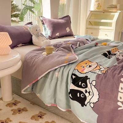 Summer Cute Printed Thin Quilt King Queen Size Cool Washable Air Condition Conforter Single Double Bed Throw Blankets Bedspread